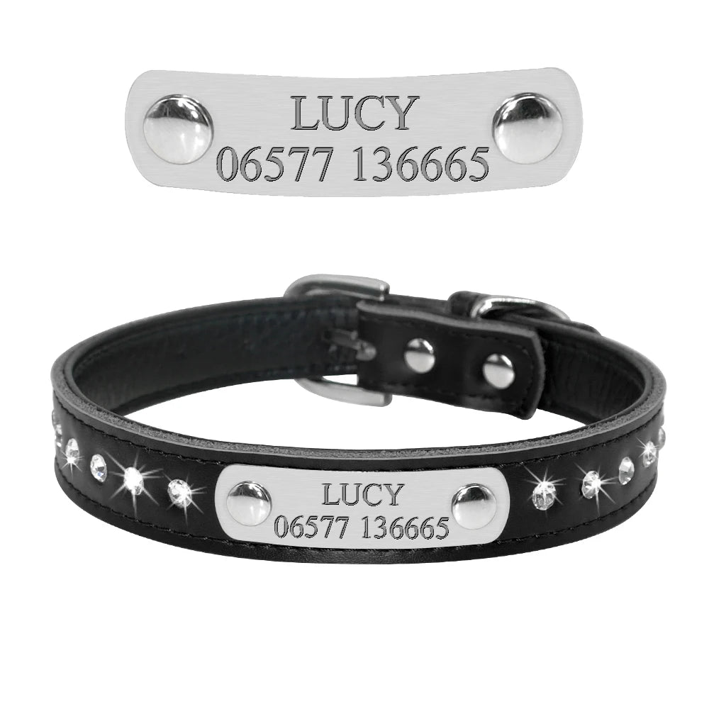 Personalized Cat Collar Bling Rhinestone | Custom Nameplate ID Collar for Small Dogs & Kittens
