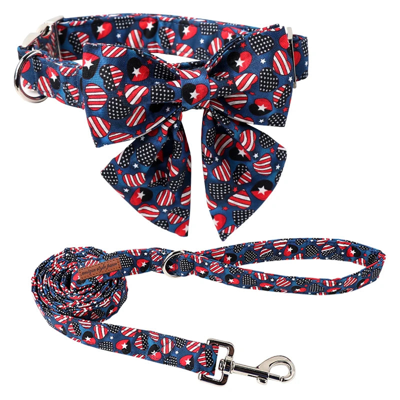 Personalized American Flag Bowtie, Flower and Butterfly Collar for Dogs | Perfect for Patriotic Celebrations