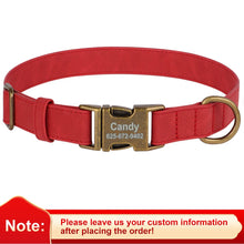 Personalized PU Leather Dog Collar – Custom Engraved Name ID, Adjustable Fit for All Dog Sizes