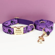 Personalized Halloween Adjustable Dog Collar Leash Set with ID Tag Engraving