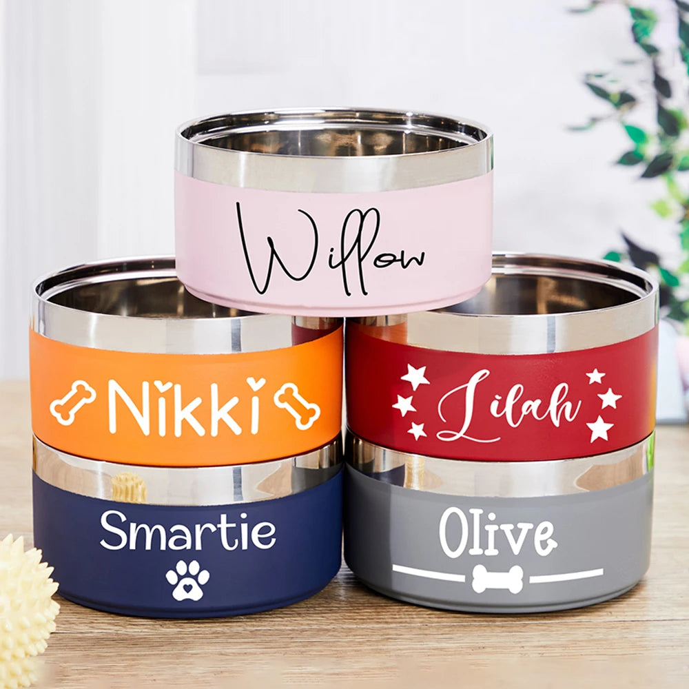 Personalized Stainless Steel Pet Bowls for Food and Water