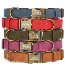 Personalized PU Leather Dog Collar – Custom Engraved Name ID, Adjustable Fit for All Dog Sizes
