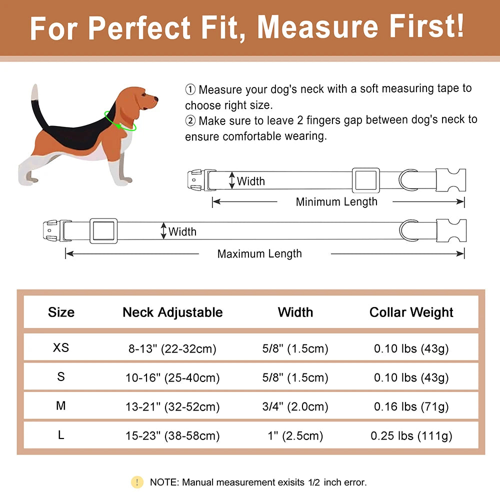 Personalized PU Leather Dog Collar – Custom Engraved Name ID, Adjustable Fit for All Dog Sizes