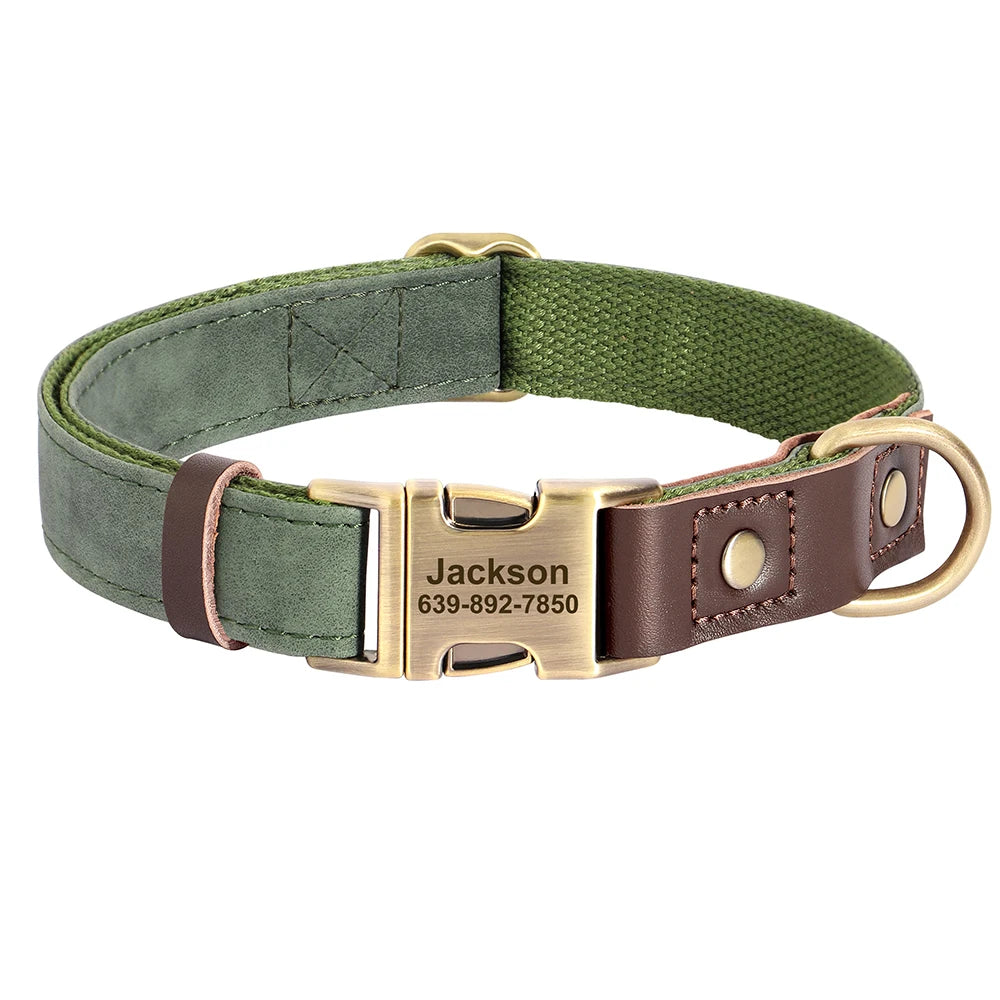 Personalized PU Leather Dog Collars | Custom Dog ID Collar with Name