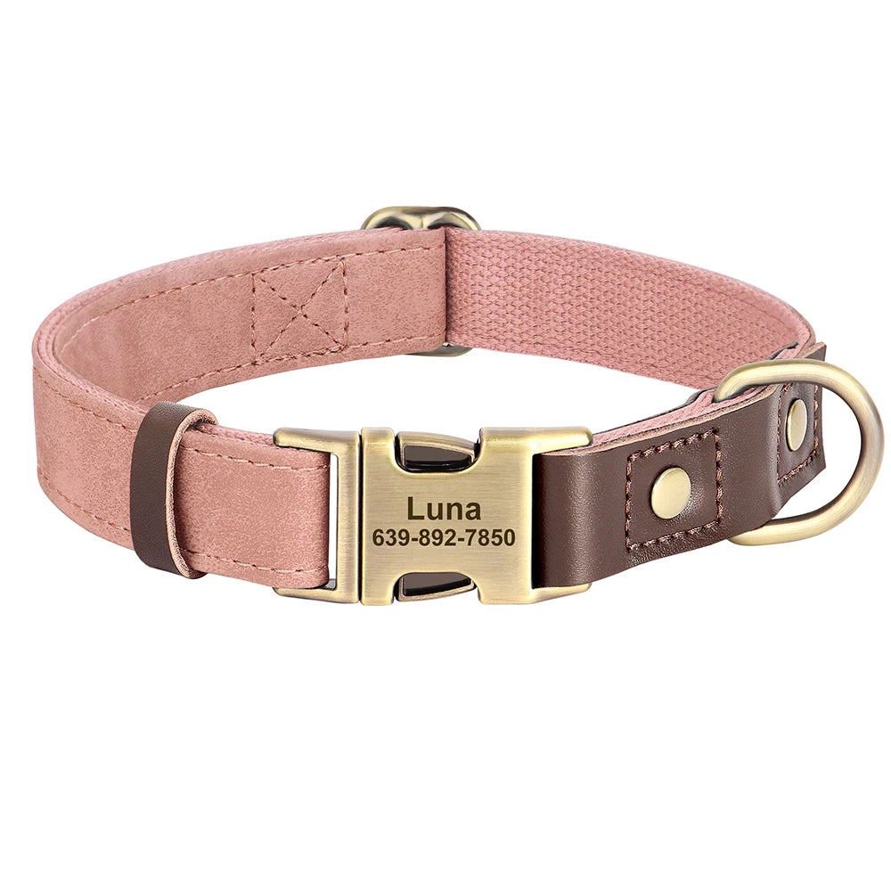 Personalized PU Leather Dog Collars | Custom Dog ID Collar with Name