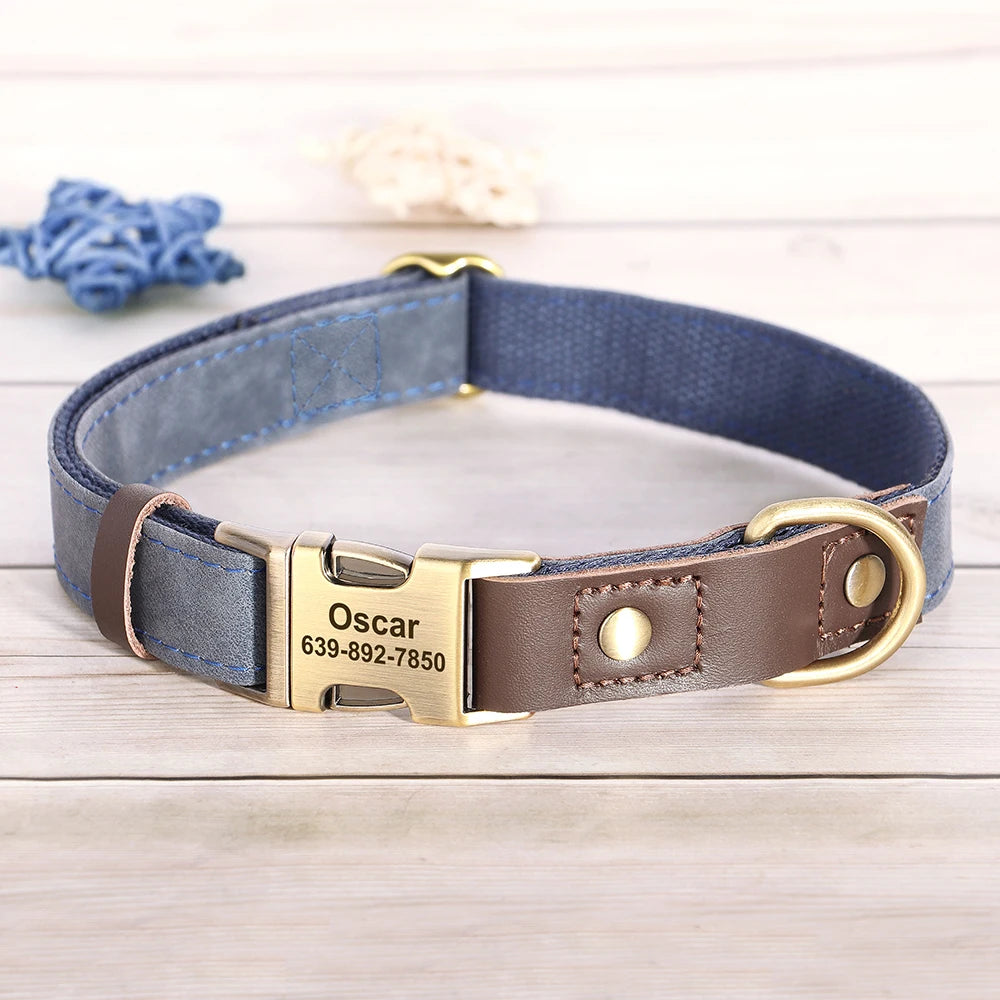 Personalized PU Leather Dog Collars | Custom Dog ID Collar with Name
