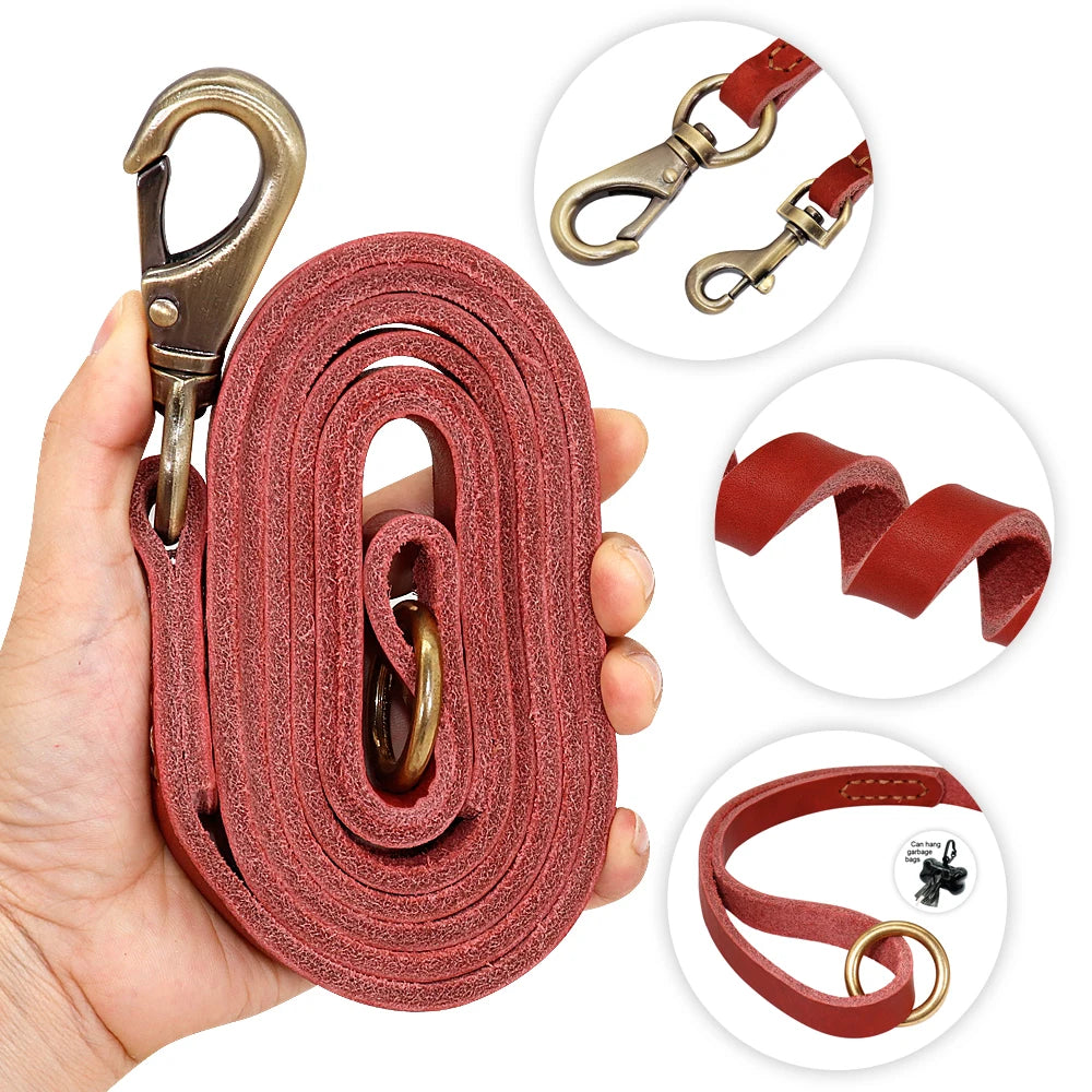 Custom Personalized Leather Dog Collar & Optional Leash with Nameplate For Small Medium Large Dogs