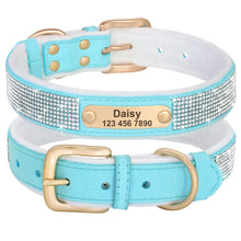 Custom Winter Personalized Rhinestone Dog Collar | Soft Padded Puppy Collar for Small Dogs Cats