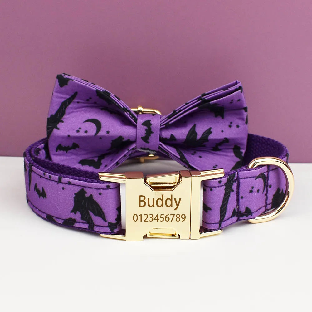 Personalized Halloween Dog Collar with Free Engraving ID Name Tag Matching Leash And Harness