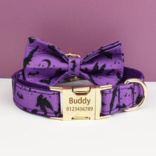 Personalized Halloween Adjustable Dog Collar Leash Set with ID Tag Engraving