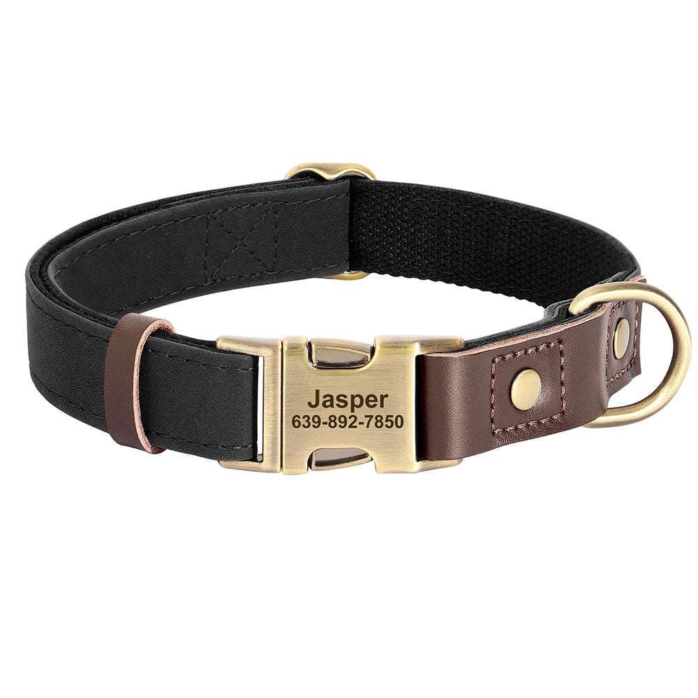 Personalized PU Leather Dog Collars | Custom Dog ID Collar with Name