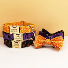 Personalized Halloween Adjustable Dog Collar Leash Set with ID Tag Engraving