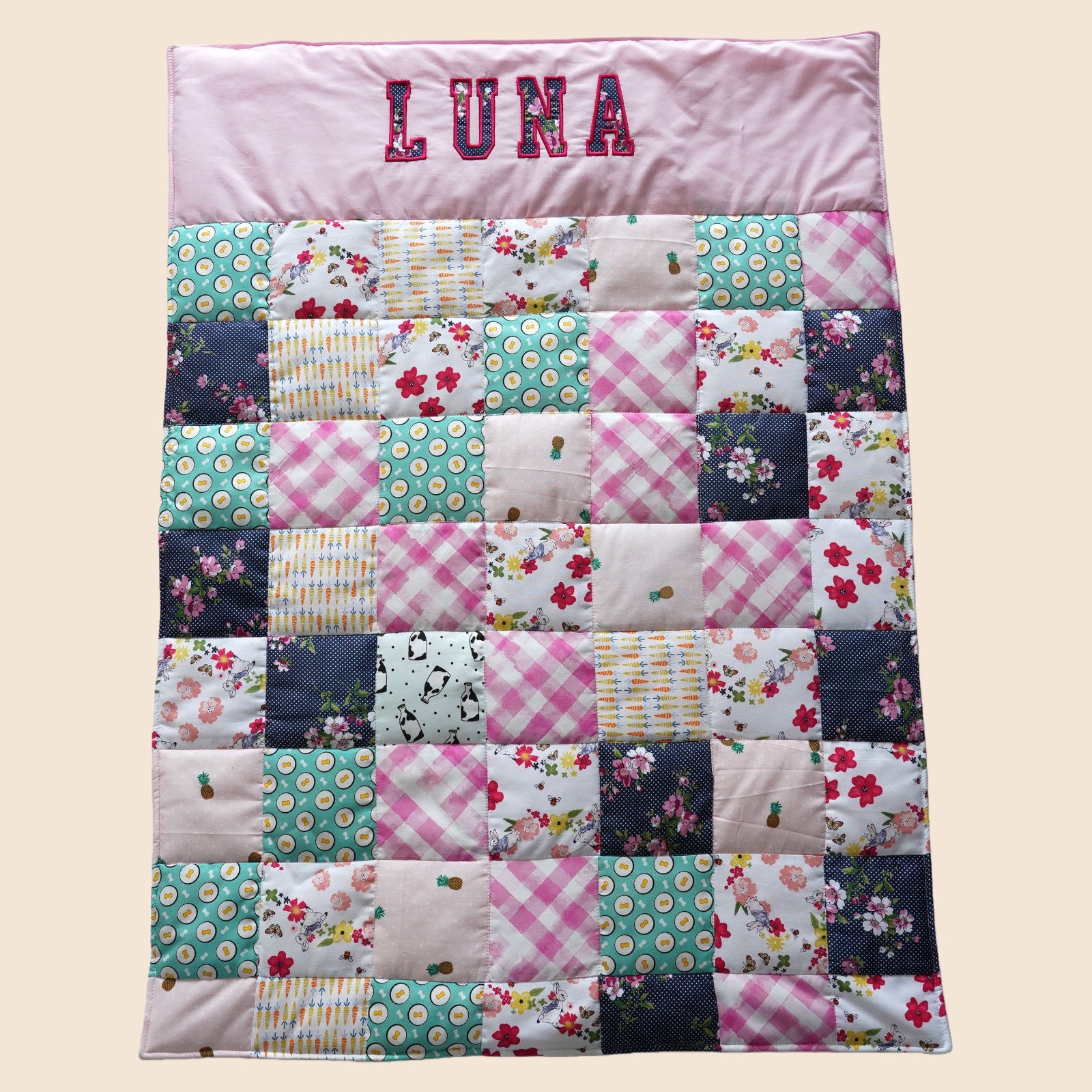 Christmas Personalized Pet Blanket with Name | Custom Handcrafted Patchwork Dog Quilt -CurliTail
