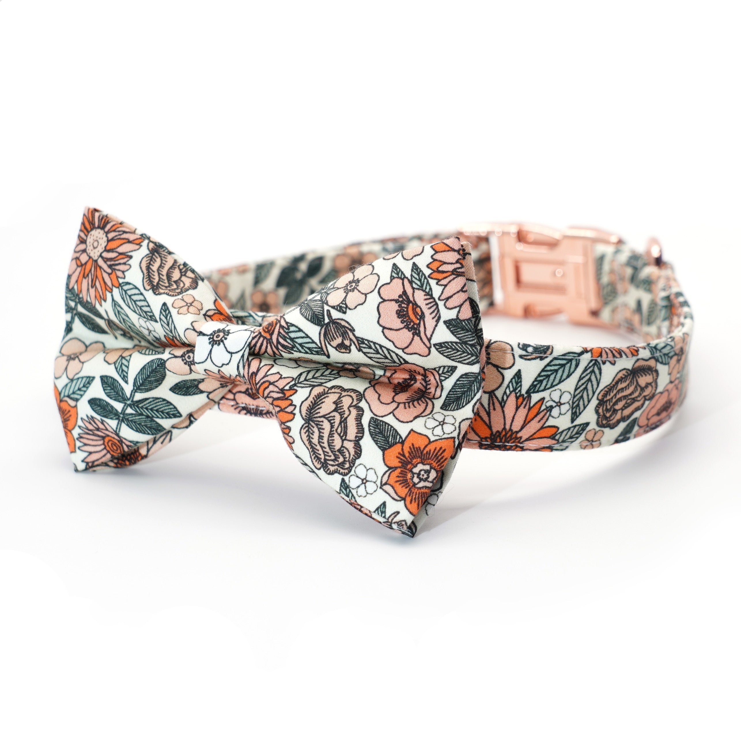 Boho Floral Bow Collar And Leash: Personalized Bow Collar And Leash Set