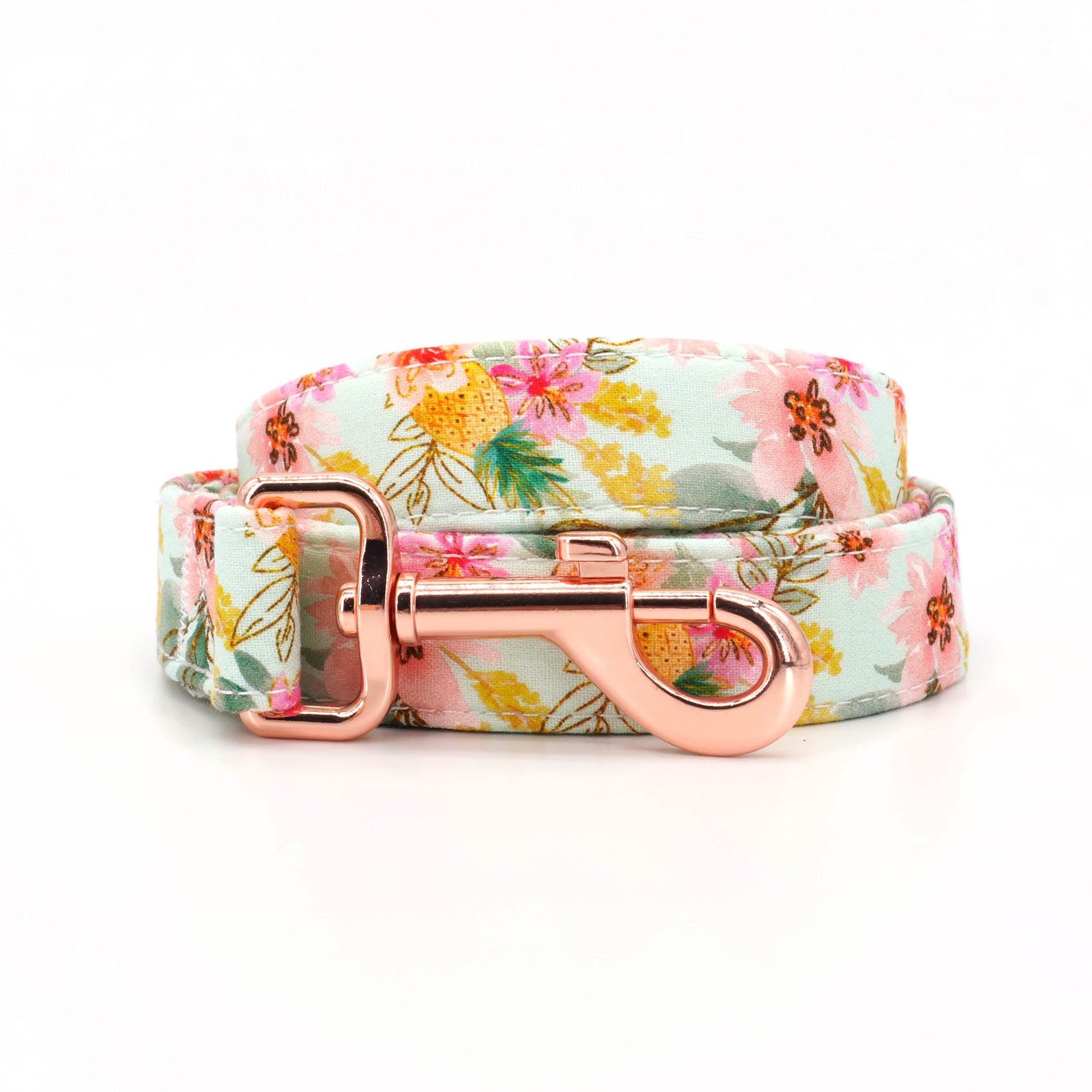 Flowers And Pineapple: Personalized Collars And Leash