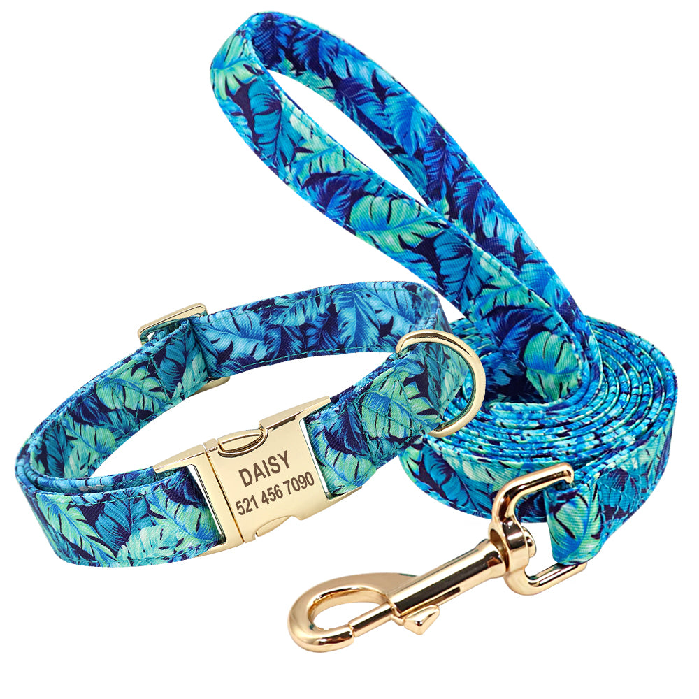 Floral Dog Collars and Leashes | Personalized Dog ID Collars