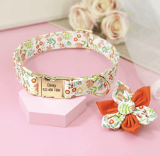 Floral Dog Collars Dog ID Collars Leash Set Personalized Dog Collars Wedding dog collars Beautiful wedding lace collars Curlitail