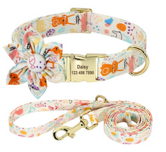 Floral Dog Collars Dog ID Collars Leash Set Personalized Dog Collars Wedding dog collars Beautiful wedding lace collars Curlitail