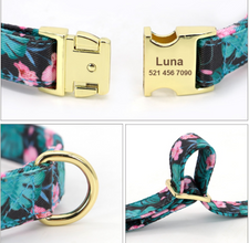 Floral Dog Collars Dog ID Collars Leash Set Personalized Dog Collars  Wedding dog collars