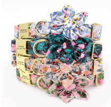 Floral Dog Collars Dog ID Collars Leash Set Personalized Dog Collars  Wedding dog collars