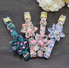Floral Dog Collars Dog ID Collars Leash Set Personalized Dog Collars  Wedding dog collars