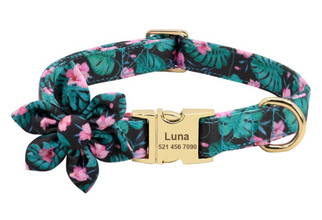 Floral Dog Collars Dog ID Collars Leash Set Personalized Dog Collars  Wedding dog collars