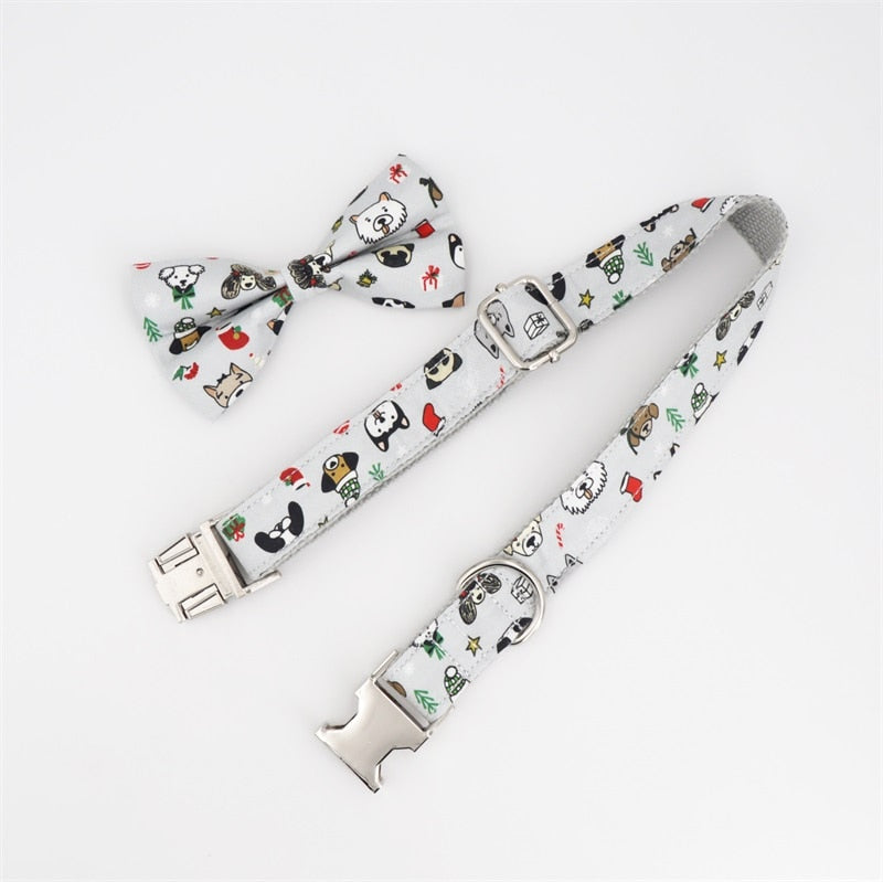 Winter Party:  Personalized Bow Collar With Silver Buckle