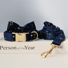 Night Stars: Personalized Bowtie collar and Leash - CurliTail