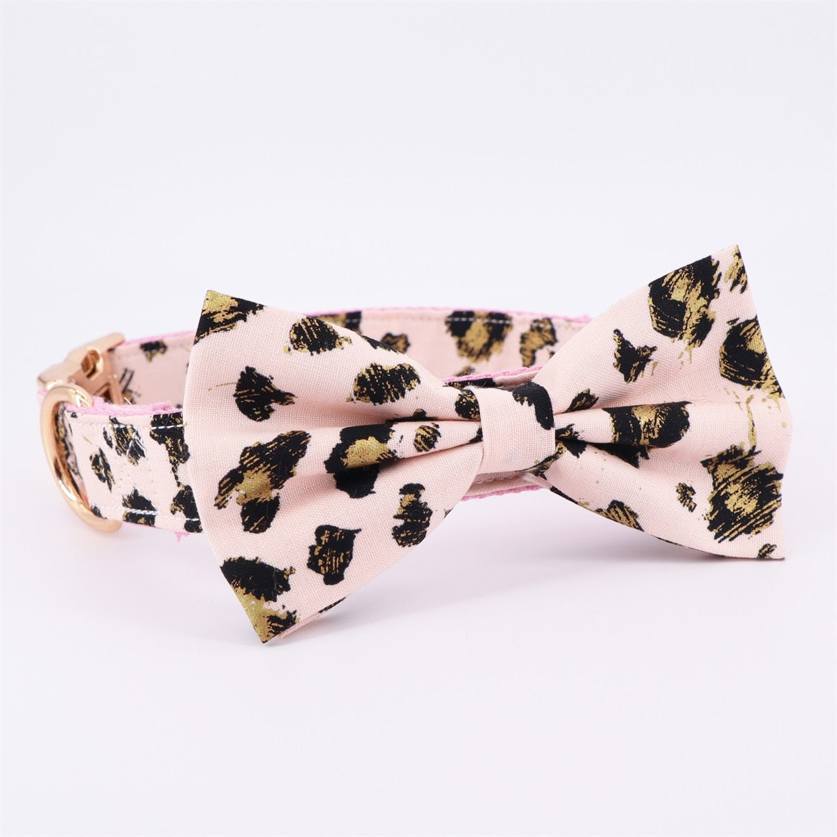 Leopardish Style: Personalized Bow Collar And Leash with rose buckle
