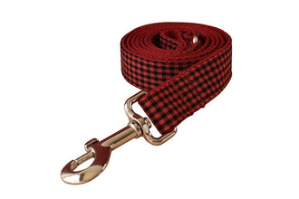 Red Shades Of Checks In Style:  Personalized Collar and Leash Set - CurliTail