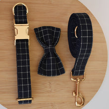 Trendy Navy Blue Checks: Personalized Collar And Leash set - CurliTail