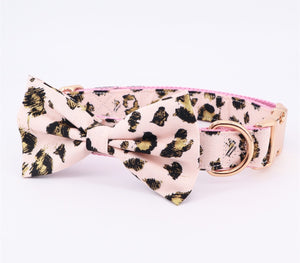 Leopardish Style: Personalized Bow Collar And Leash with rose buckle