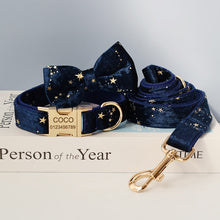 Night Stars: Personalized Bowtie collar and Leash - CurliTail