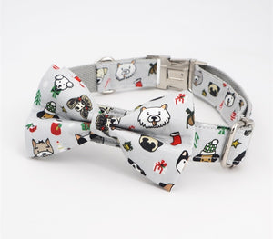Winter Party:  Personalized Bow Collar With Silver Buckle