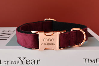 Solid Wine Personalized Bow Collar and Leash Set - CurliTail