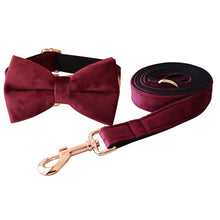 Solid Wine Personalized Bow Collar and Leash Set - CurliTail