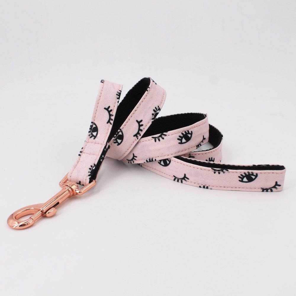 Eyelash Style: Personalized Bow Collar And Leash With Rose Buckle - CurliTail