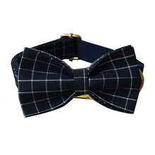 Trendy Navy Blue Checks: Personalized Collar And Leash set - CurliTail