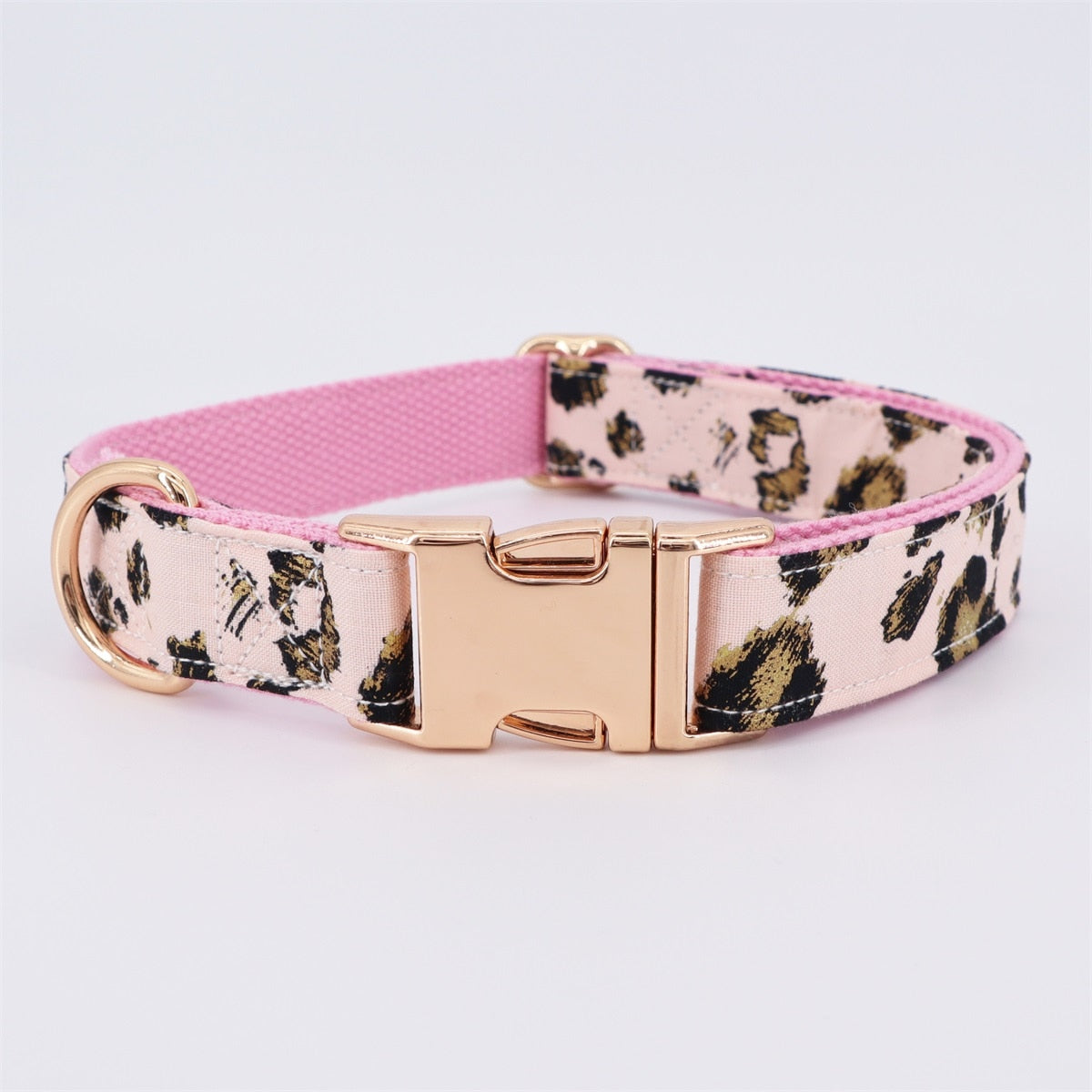Leopardish Style: Personalized Flower Collar And Leash With Rose Buckle