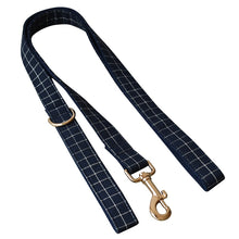 Trendy Navy Blue Checks: Personalized Collar And Leash set - CurliTail