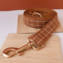 Brown And White Checks In Style:  Personalized Collar and Leash Set - CurliTail