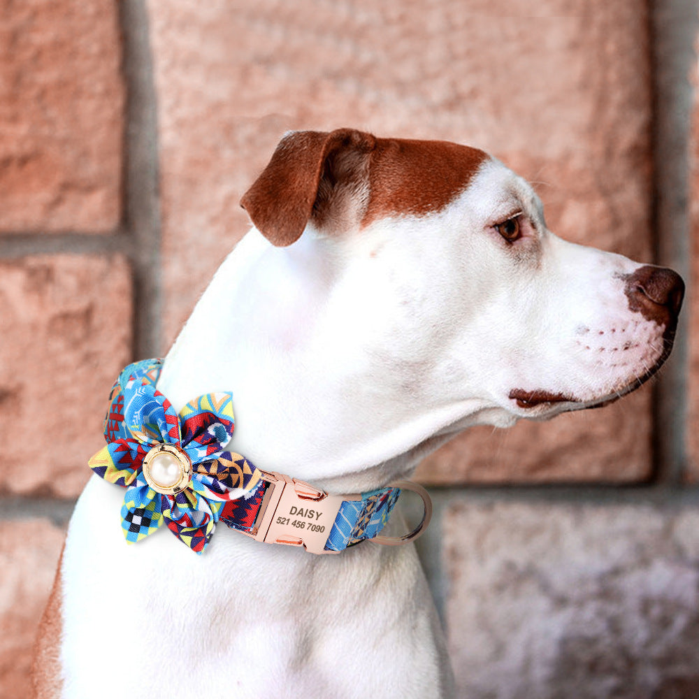 Floral Dog Collars Dog ID Collars Leash Set Personalized Dog Collars Wedding dog collars Beautiful wedding lace collars Curlitail