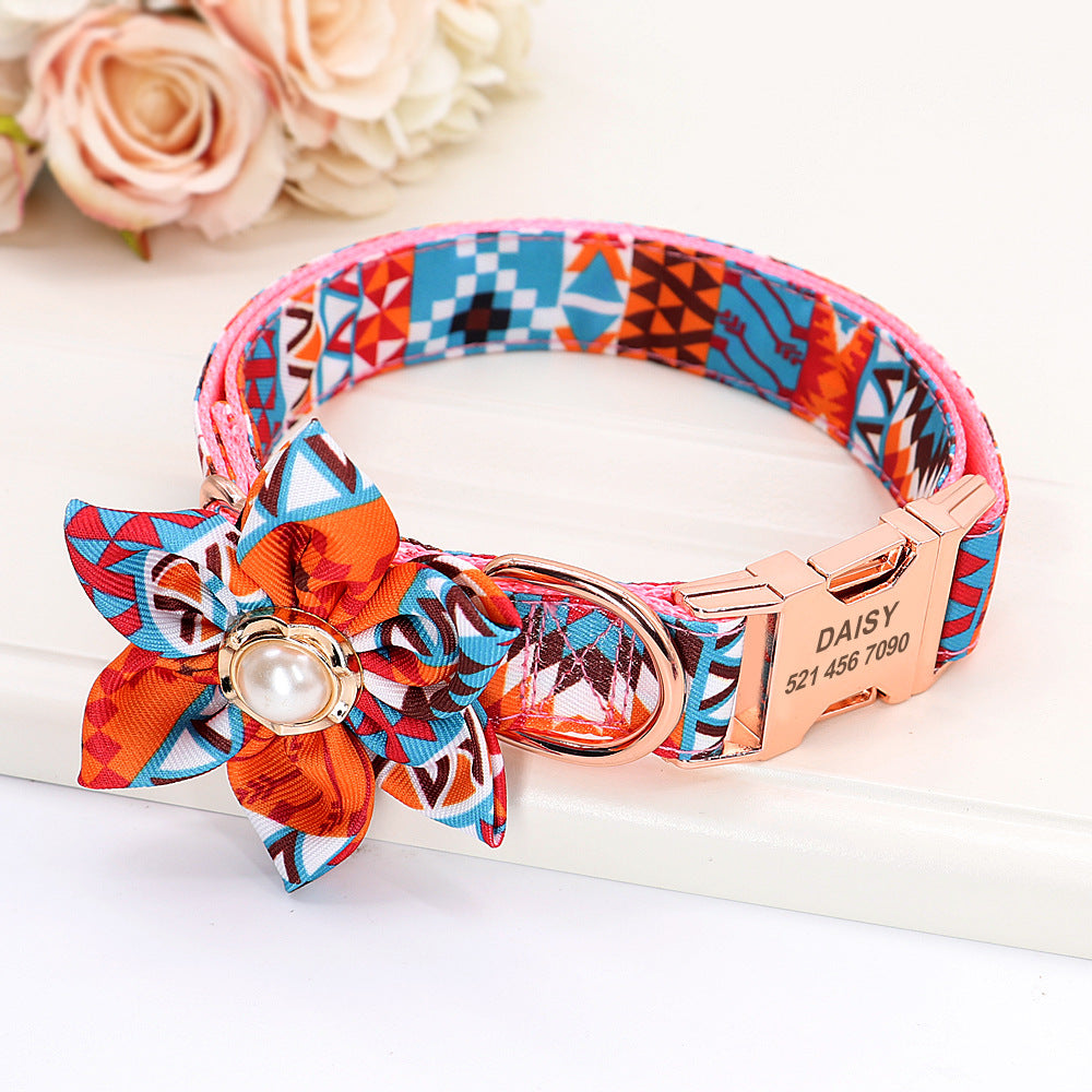 Beirui Cute Girl Dog Collars for Small Medium Large Dogs, Multiple Floral  Patterns Female Pet Dog Collars with Flower for Wedding Holiday(S:Neck