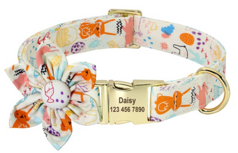 Floral Dog Collars Dog ID Collars Leash Set Personalized Dog Collars Wedding dog collars Beautiful wedding lace collars Curlitail