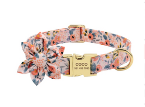 Floral Dog Collars Dog ID Collars Leash Set Personalized Dog Collars  Wedding dog collars