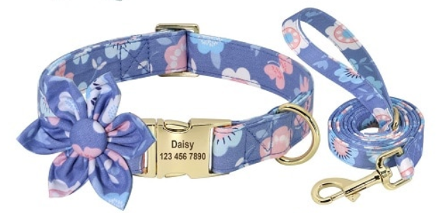 Personalized Dog ID Collars Wedding dog collars 2021 designer dog collars floral dog collars Flower dog collars CurliTail