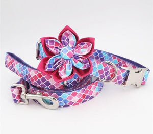 Mermaid Flower Dog Collar Leash Set | Personalized