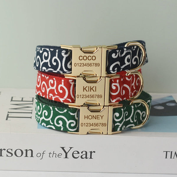 Blue Collars Customisable Patterns in Blue Personalized Collar & Leash Set – CurliTail