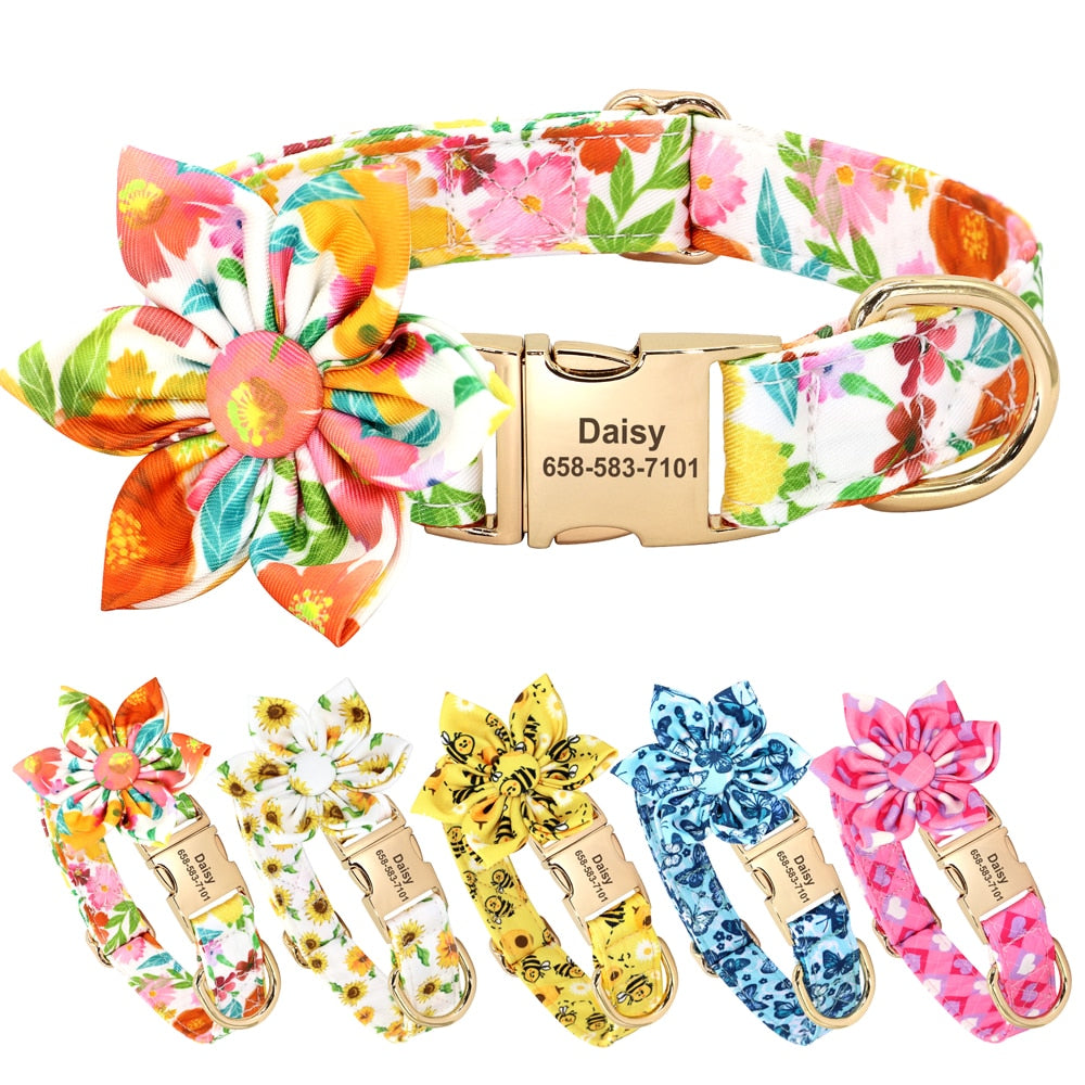 Multidesign Flower Dog Collar: Personalized Accessory in multiple colors - CurliTail