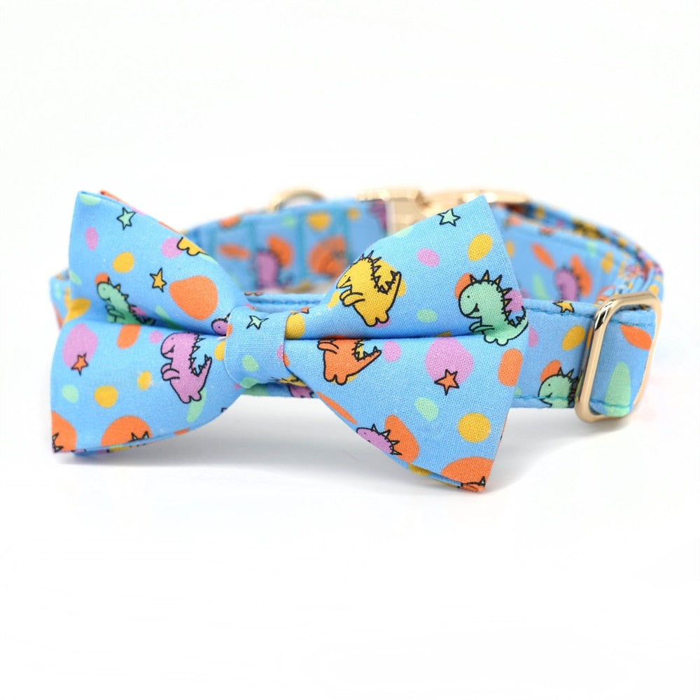 Funny Dinosaurs: Personalized Collar Bow with Matching Leash - CurliTail